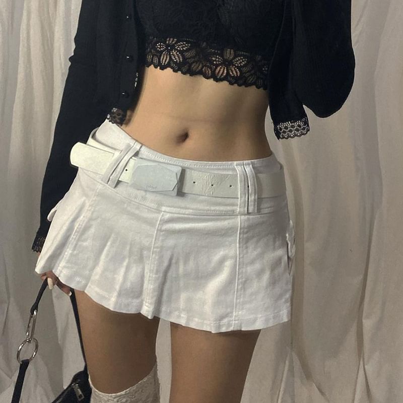 Low Waist Cargo Mini A-Line Skirt