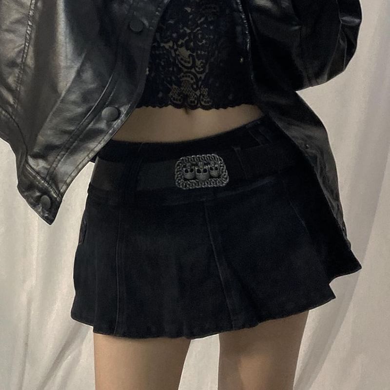 Low Waist Cargo Mini A-Line Skirt