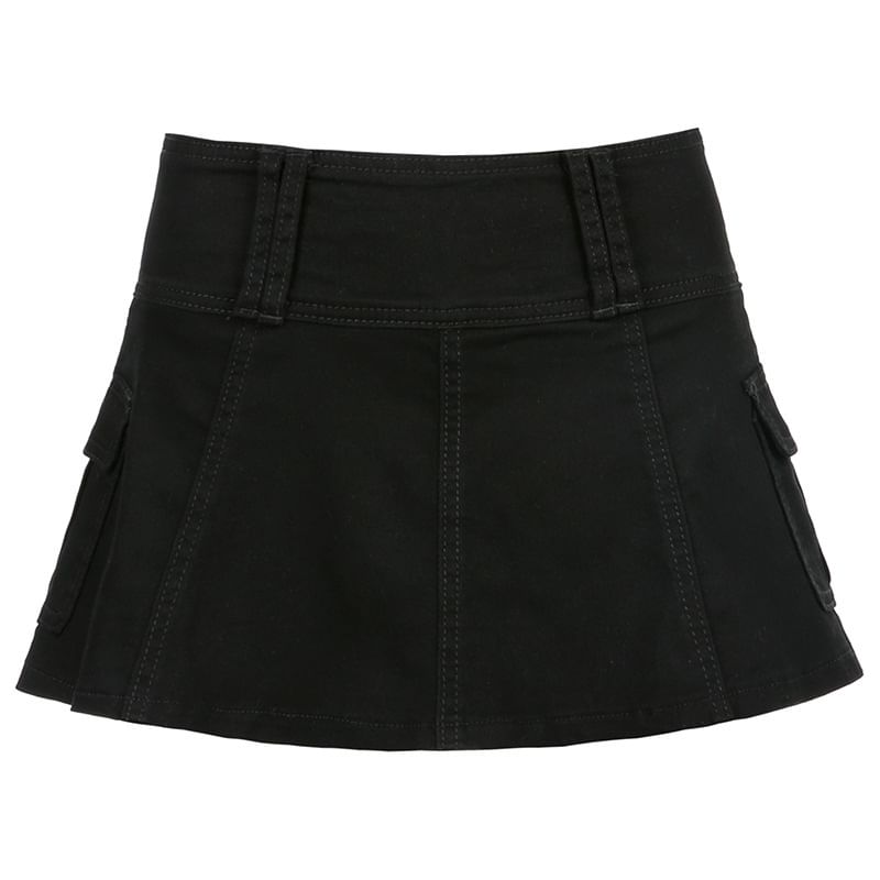 Low Waist Cargo Mini A-Line Skirt