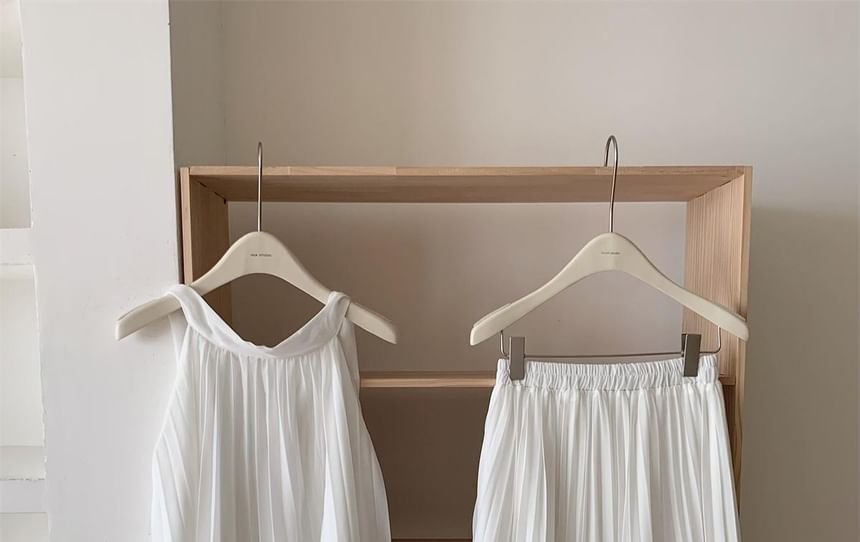 Halter Asymmetrical Blouse and Maxi A-Line Skirt Set