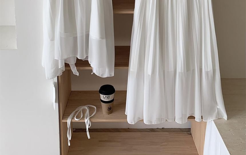 Halter Asymmetrical Blouse and Maxi A-Line Skirt Set