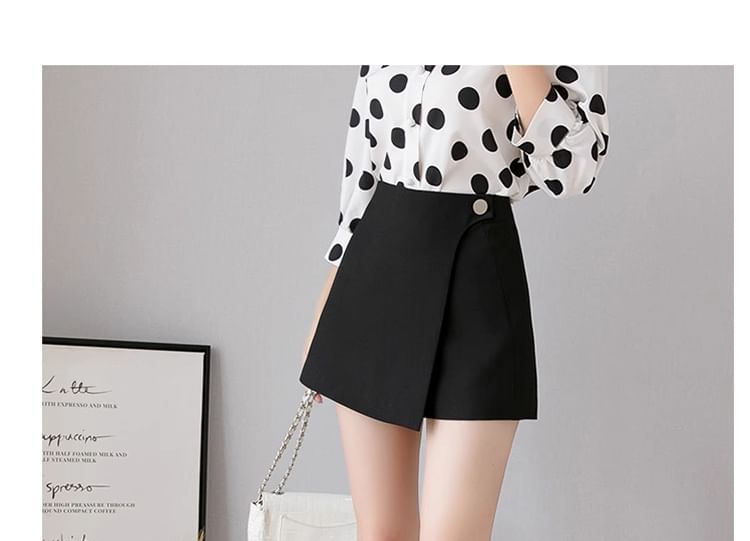 Asymmetrical High Waist Plain Mini Skirt