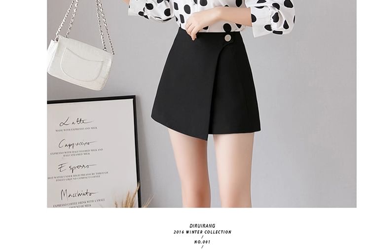 Asymmetrical High Waist Plain Mini Skirt