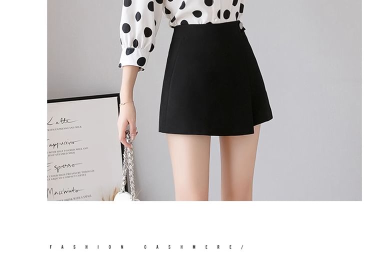 Asymmetrical High Waist Plain Mini Skirt