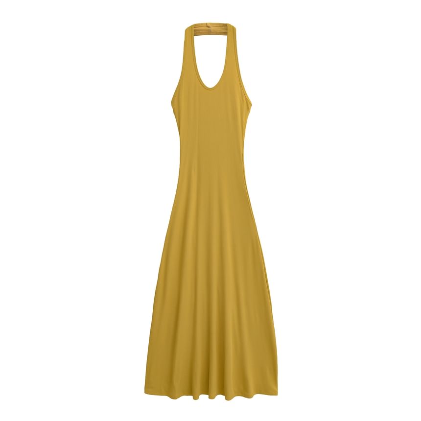 Black Halter Maxi A-Line Dress - Altfashion Shop
