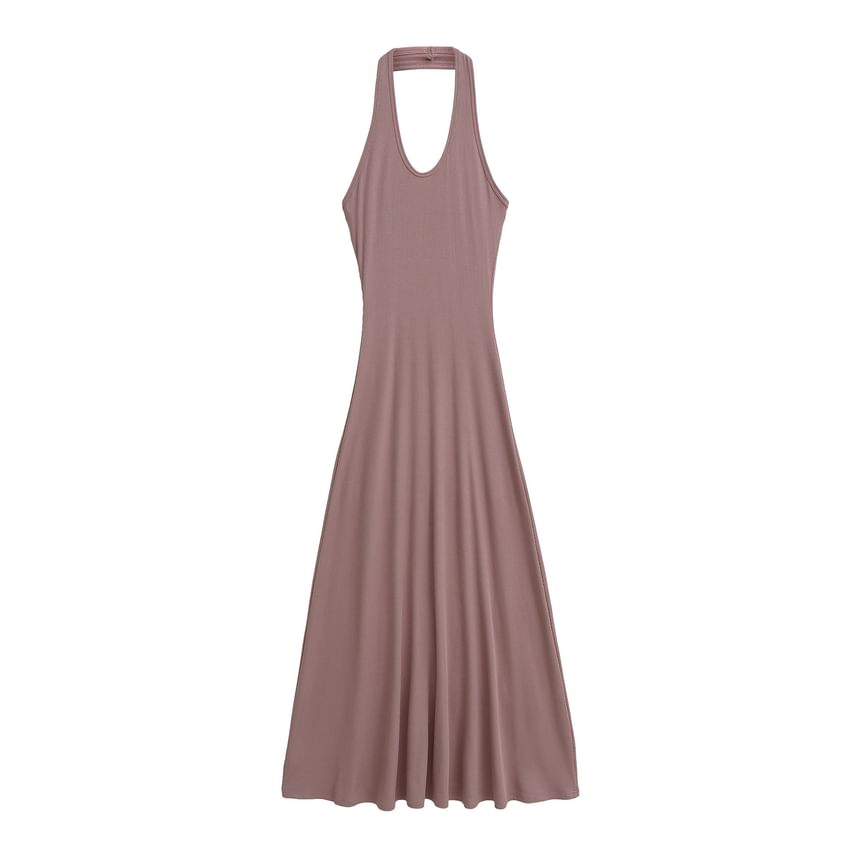 Black Halter Maxi A-Line Dress - Altfashion Shop