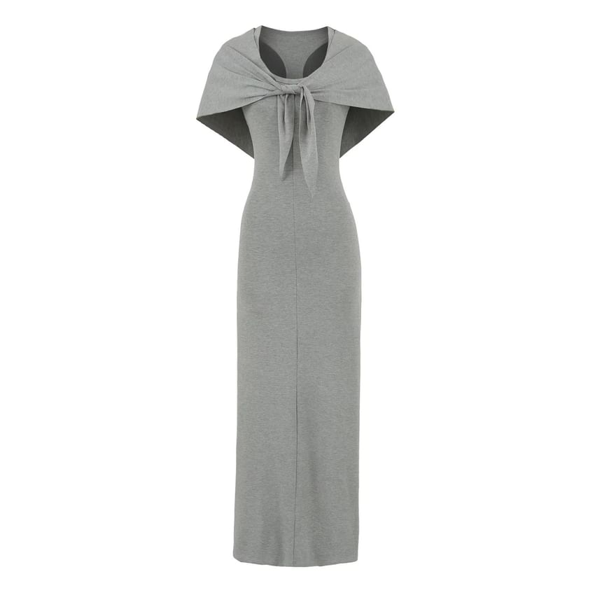 Black Scoop Neck Racerback Tank Dress with Scarf - Altfashion Shop