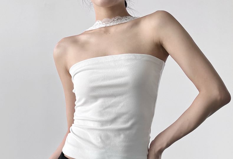 Plain Choker-Neck Tube Blouse
