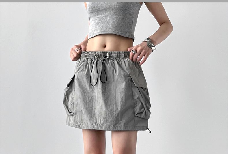 Low Rise Cargo Mini A-Line Skirt