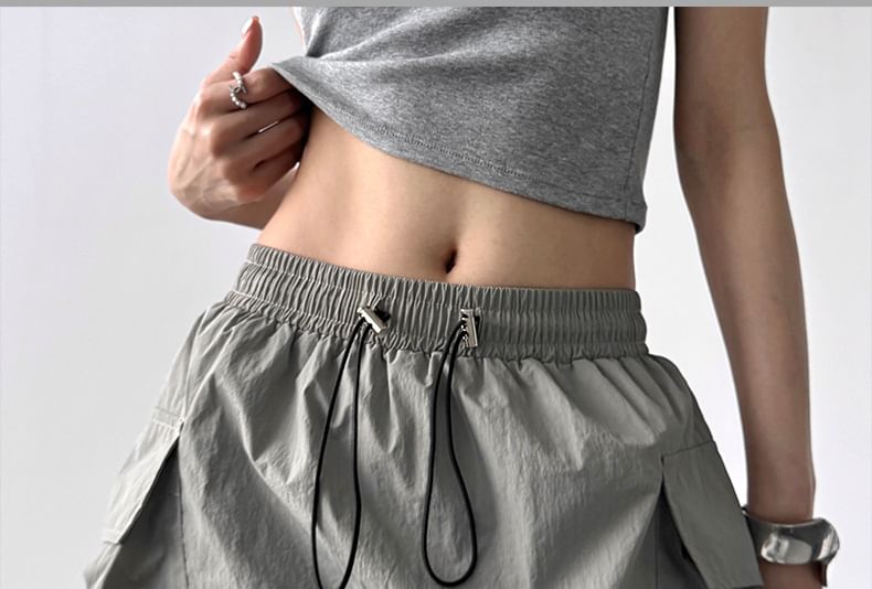 Low Rise Cargo Mini A-Line Skirt
