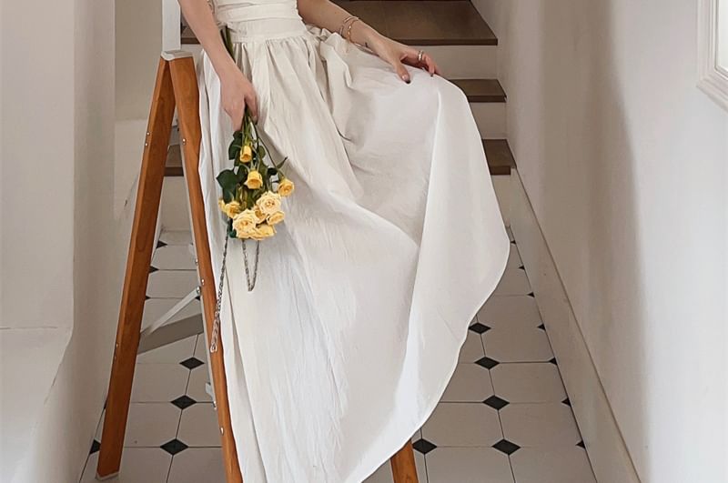 Black Strapless Ruched Maxi A-Line Dress - Altfashion Shop