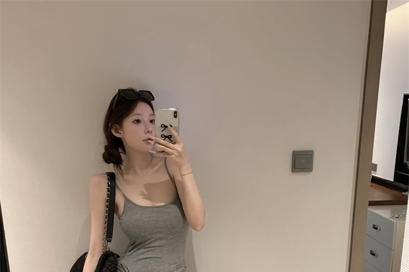 Striped V-Neck Spaghetti Strap Maxi A-Line Dress - Altfashion Shop