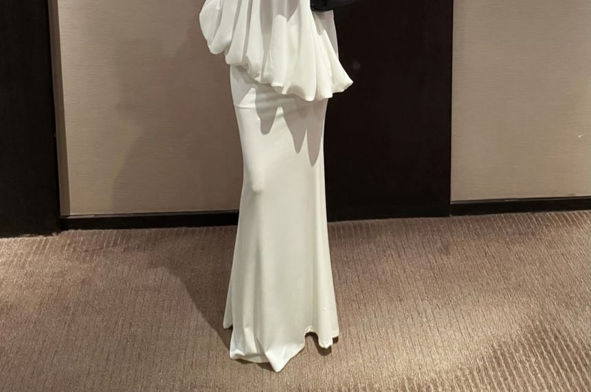 Bubble Tube Top and Fishtail Maxi Skirt with Strapless Design
