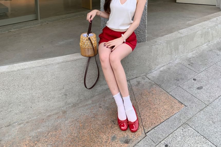 Halter V-Neck Tank Top and Mini A-Line Skirt