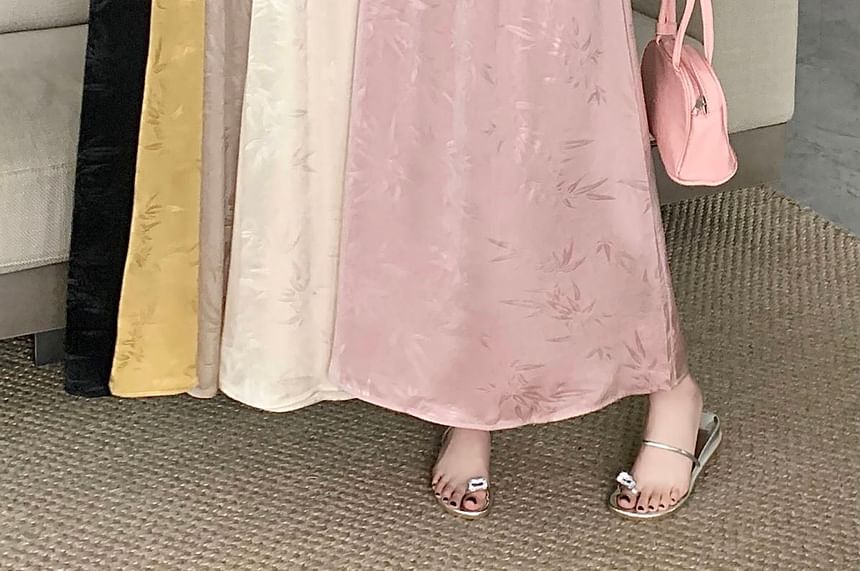 Jacquard High Waist Maxi A-Line Skirt