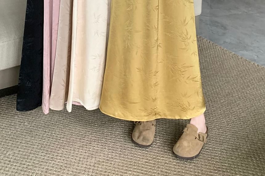 Jacquard High Waist Maxi A-Line Skirt