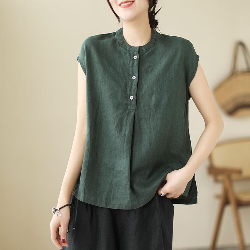 Crewneck Plain Sleeveless Top