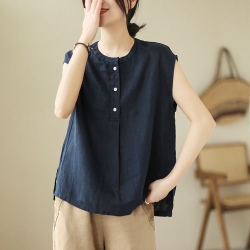 Crewneck Plain Sleeveless Top