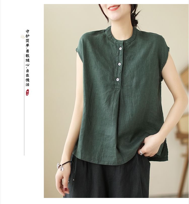 Crewneck Plain Sleeveless Top