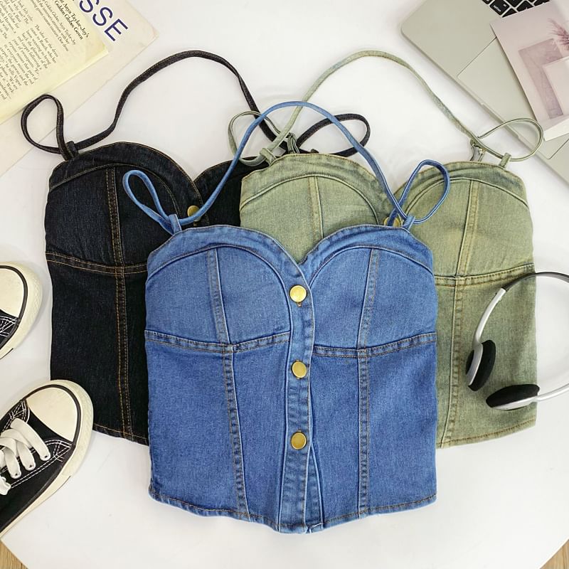 Buttoned Denim Camisole