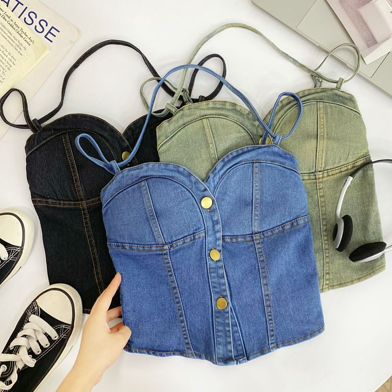 Buttoned Denim Camisole