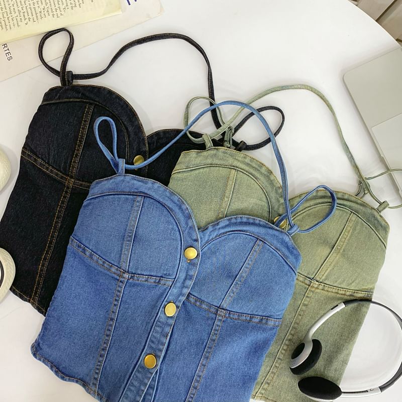 Buttoned Denim Camisole