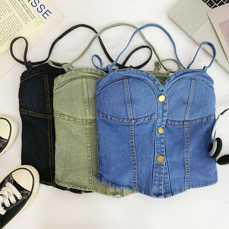 Buttoned Denim Camisole
