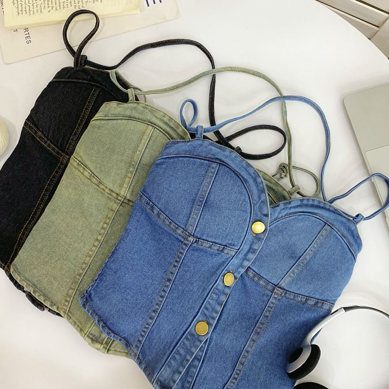 Buttoned Denim Camisole