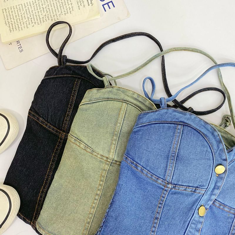 Buttoned Denim Camisole