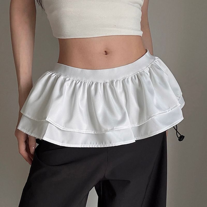 Layered Frill Low Rise Mini Skirt