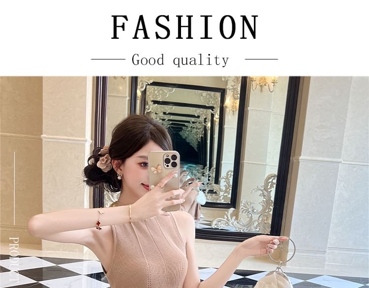 Black Mock Neck Beaded Ribbed Knit Sheath Dress - Altfashion Shop