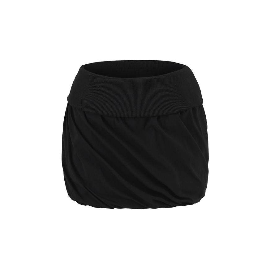 Ruched Mini Pencil Skirt with High Rise Waist