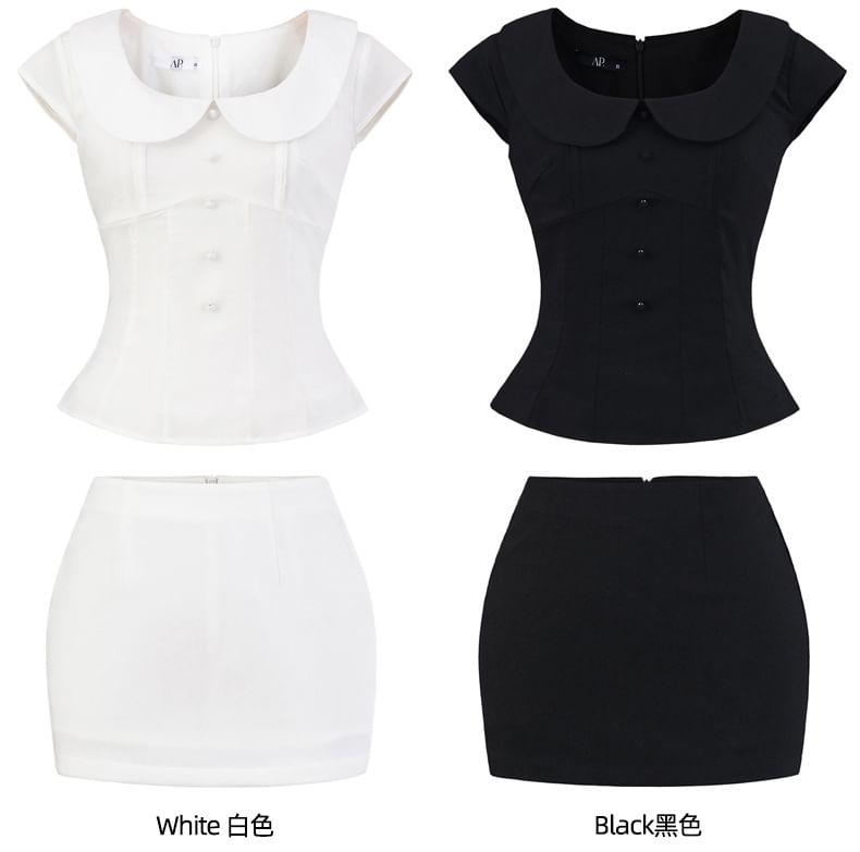 Plain Scoop-Neck Cap-Sleeved Blouse