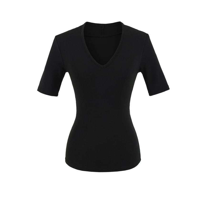 V-Neck Plain Short-Sleeved Tee