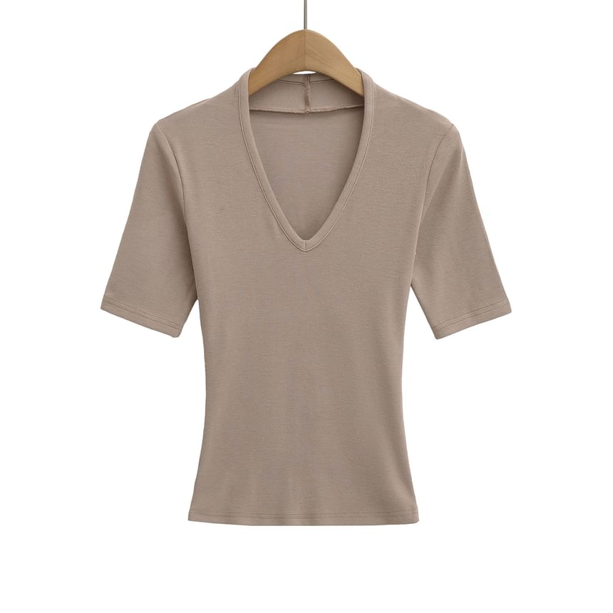 V-Neck Plain Short-Sleeved Tee