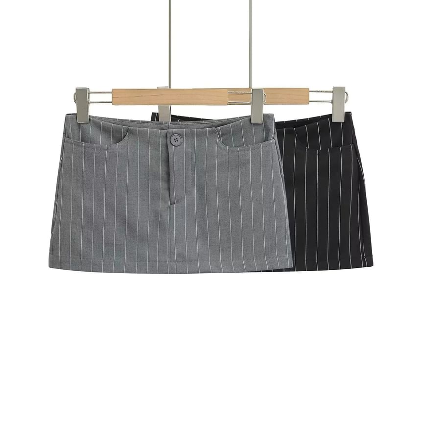 Striped Mini Pencil Skirt with Mid Rise Fit