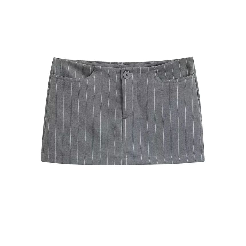 Striped Mini Pencil Skirt with Mid Rise Fit