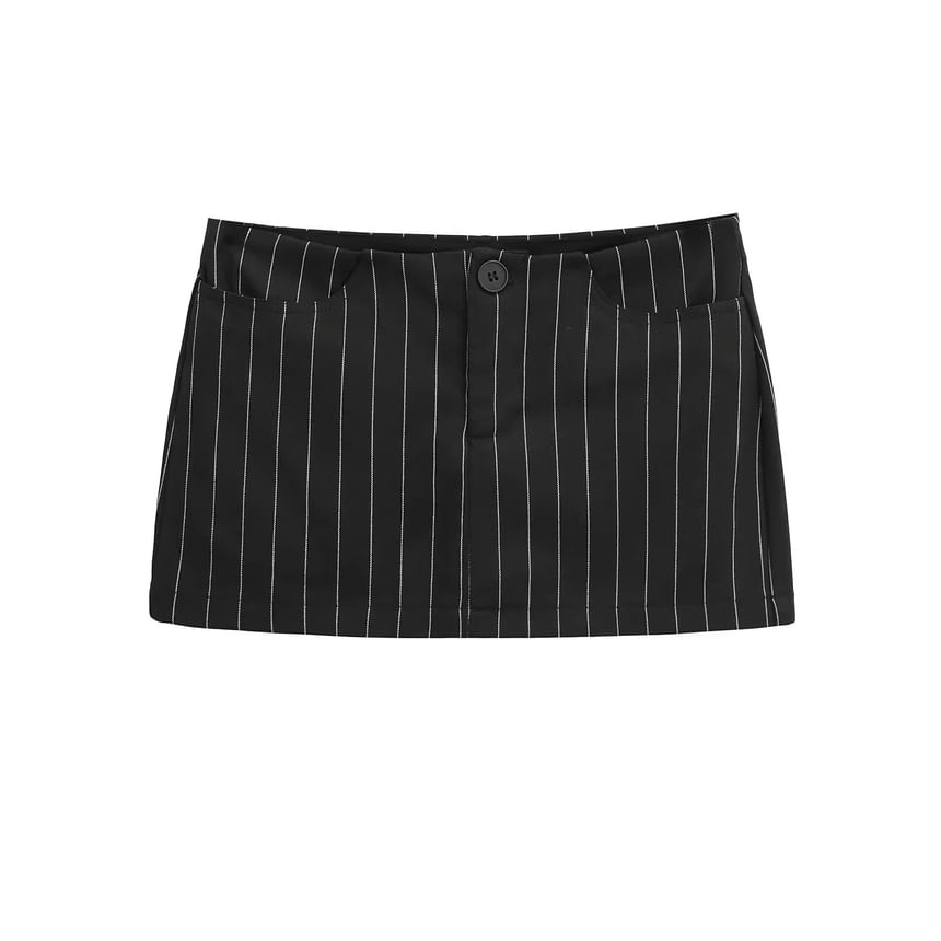 Striped Mini Pencil Skirt with Mid Rise Fit
