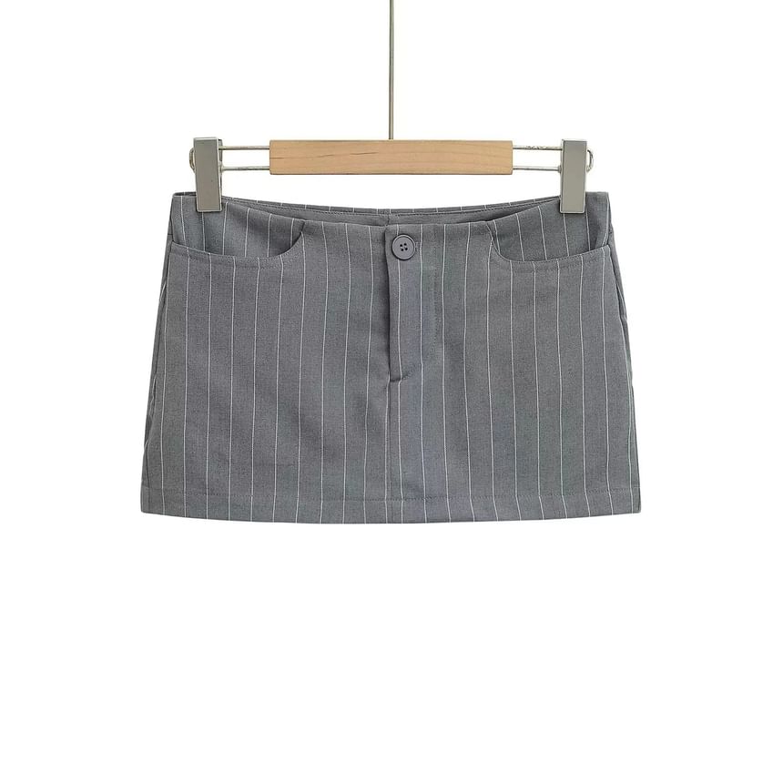 Striped Mini Pencil Skirt with Mid Rise Fit