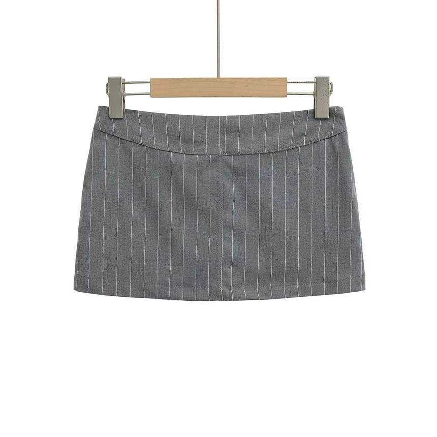 Striped Mini Pencil Skirt with Mid Rise Fit