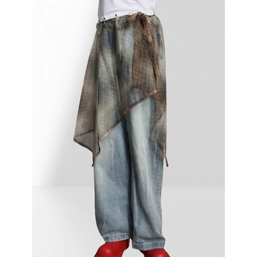 Asymmetrical Mesh Wrap Skirt