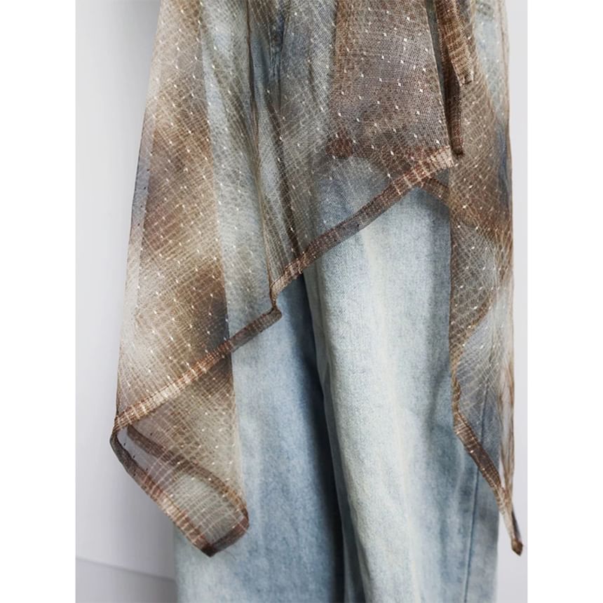 Asymmetrical Mesh Wrap Skirt