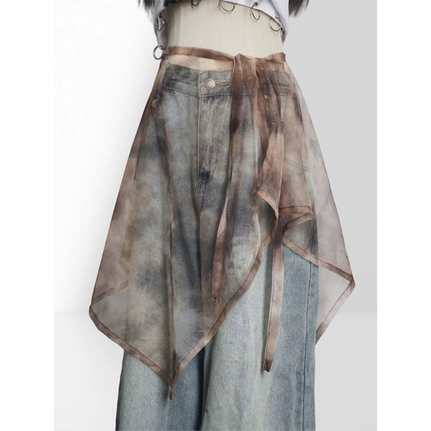 Asymmetrical Mesh Wrap Skirt