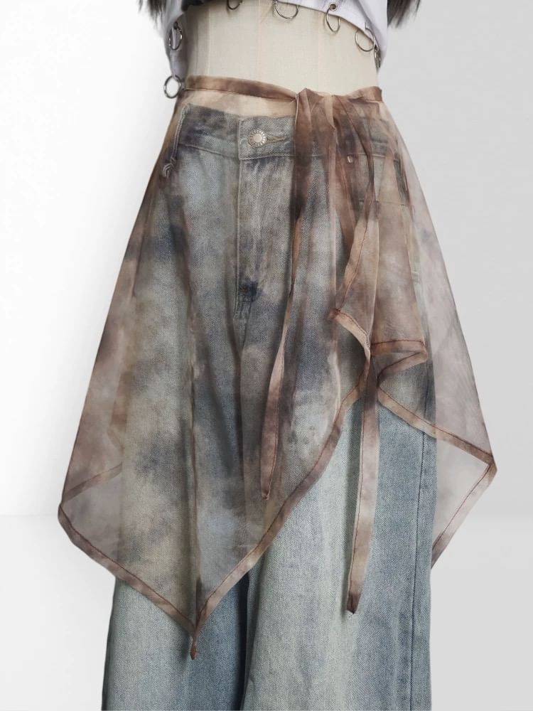 Asymmetrical Mesh Wrap Skirt