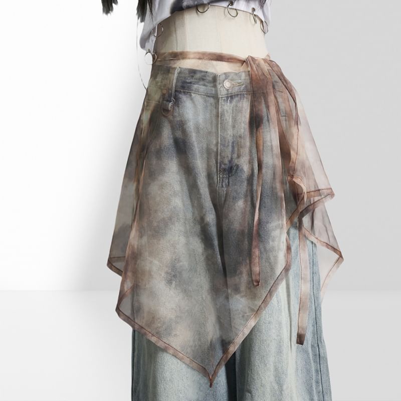 Asymmetrical Mesh Wrap Skirt