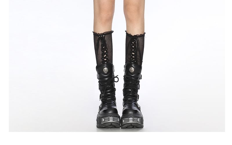 Studded Mid Rise Pleated Washed Denim Mini A-Line Skirt