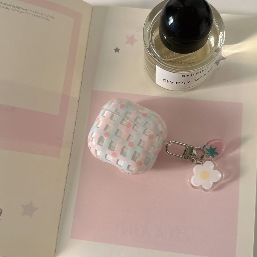 Strawberry Print AirPods Earphone Case Skin / Charm / Set