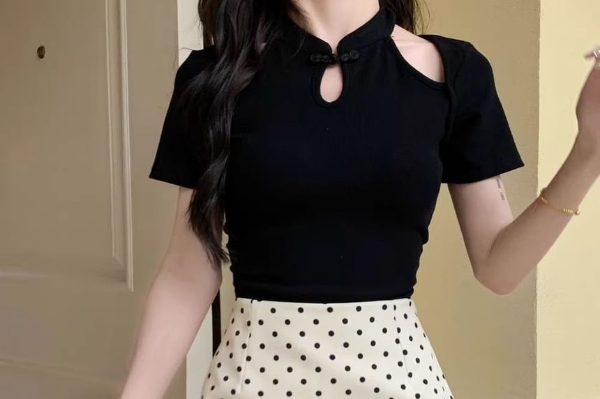 Dotted High Rise Mini A-Line Skirt