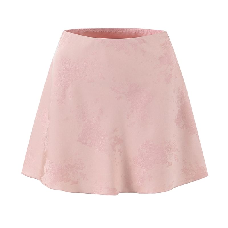 Jacquard High Rise Mini A-Line Skirt