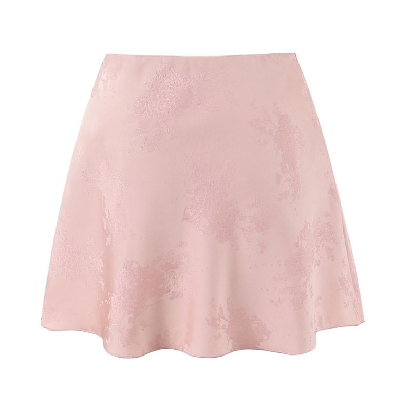 Jacquard High Rise Mini A-Line Skirt